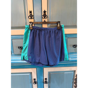 Women's Under Armour HeatGear Athletic Shorts L Blue Green